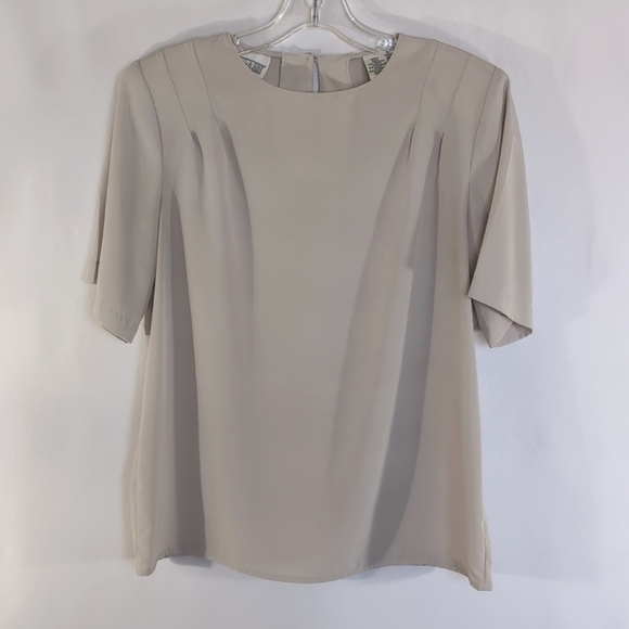 Platinum by Dorothy Schoelen Long Sleeve Floral Tan and Red Blouse Set Size  S - Picture 3 of 10